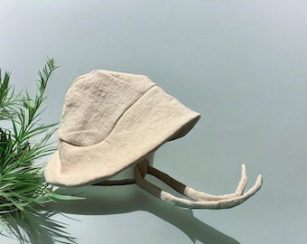 Handmade - Baby/Toddler/BigKid Linen sun hat - Natural color