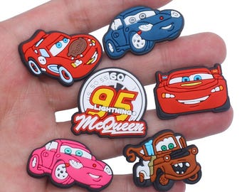 DIY Charms Lightning McQueen Disney Cars Shoe Rubber Accessory Embellishment McQueen Tow Mater Radiator Springs Shoe Buckles fits Crocs