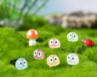 DIY 20PCS Luminous Briquette Elf Miniatures Glow in the Dark Black Ball Sprites Duck Figurines for Fairy Garden, Home & Desk Décor