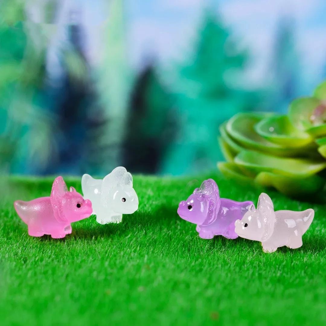 DIY Mini Dinosaur Luminous Doll House Miniature Figurines Glow in the ...
