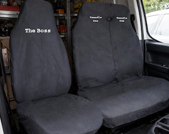 Customise your own Van Cover Set. Waterproof Premium Van Seat Covers: A large single and twin passenger seat (2+1) Personalised Gift Idea!