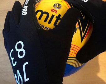 Academy Pro Thermal Fleece Lined Personalised Gift Grip Gloves Initial and Squad Number Football Sports Training