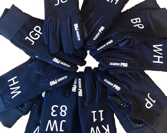 Academy Pro Personalised Black Grip Gloves Thermal Quick Drying Initials Number Christmas Gift Present Football Team Training