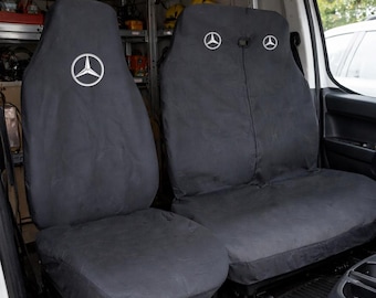 Mercedes-logo hoezenset waterdichte premium bestelwagenstoelhoezen: grote enkele en dubbele passagiersstoel 2+1 Gepersonaliseerd cadeau-idee! Vito Sprinter