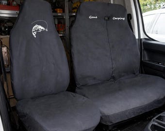Gone Carping Van Cover Set Waterproof Premium Van Seat Covers: 1 large single & 1 twin seat (2+1) Fishing Gift Idea! Mercedes Ford Vauxhall
