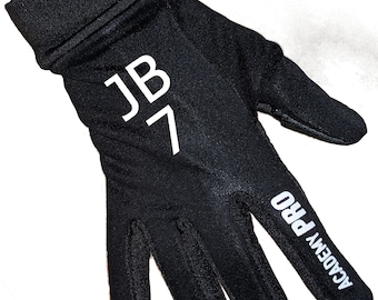 Academy Pro Thermal Fleece Lined Personalised Gift Black Grip Gloves Initial Squad Number Football Rugby Baseball Cricket Sports Training