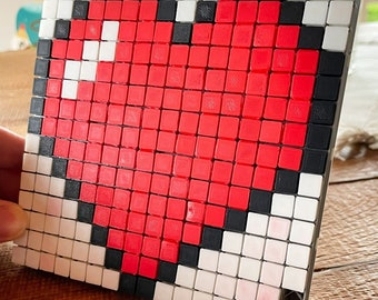 Herz Pixel Puzzle im Pixel Art Stil mit 3D-Teilen - ein süßes Geschenk für Gamer, Hochzeit, Valentinstag als Deko, Bild oder Wallart