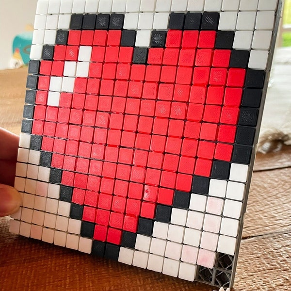 Herz Pixel Puzzle im Pixel Art Stil mit 3D-Teilen - ein süßes Geschenk für Gamer, Hochzeit, Valentinstag als Deko, Bild oder Wallart