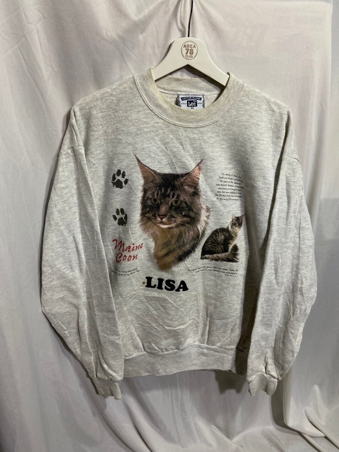 90's Gray Cat and Mouse Print Mock Neck Sweater by Rave main image 0