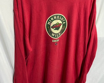 Koszula z długim rękawem Minnesota Wild z lat 90. w stylu vintage, rozmiar XL