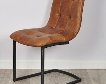 Hampton vintage button back cerato leather dining chairs