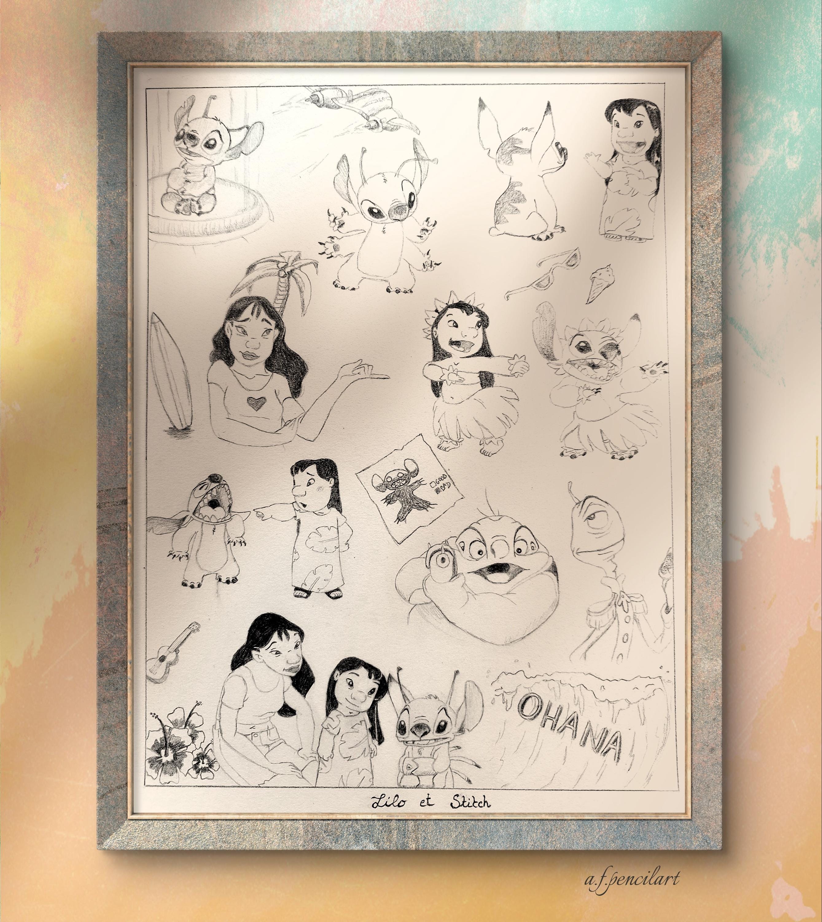 Lilo and Stitch Drawing Original - Etsy