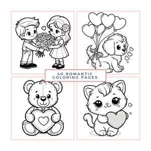 Valentine&#39;s Bliss: Romantic Coloring Book for Adults, Digital Download, Printable PDF, Valentine&#39;s day coloring pages, Love coloring pages