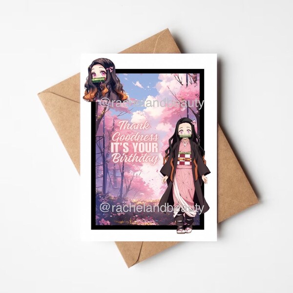 Demon Slayer Anime Birthday Card - Etsy Australia