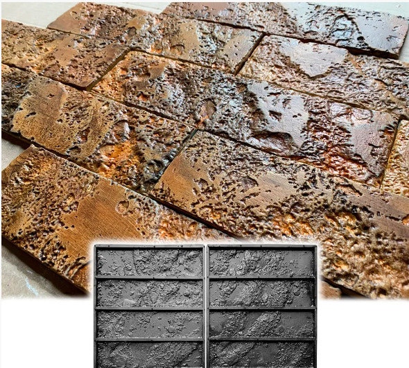 Rubber Mold "Brick Tuff" for Gypsum Decorative Tiles FREE Shipping!