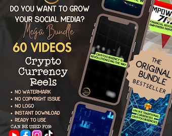 Paquete Mega de carretes de criptomonedas: 60 videos de alta calidad, sin marca de agua, listos para usar, descarga instantánea