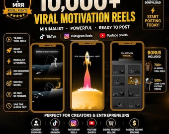 Bundel met AI-motiverende reels, meer dan 10.000 virale motivatievideo's, PLR MRR-resellrechten, Instagram Reels, TikTok-video's, YouTube Shorts