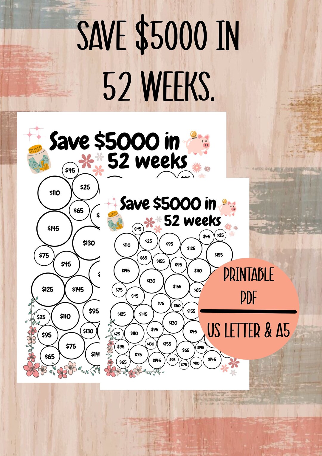 52 Weeks Savings Challenge - Etsy