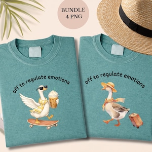 Off To Regulate Emotions Funny Goose PNG, Cute Anxiety Humor Sublimation Design, Coffee Goose Clipart, Mental Health Humor, Funny Travel PNG