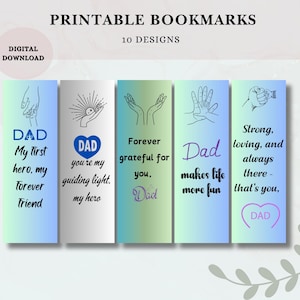 Father&#39;s Day Bookmarks| Instant Download| Book Lovers Gift| Gift for Dad| Dad Bookmark| Fathers Day Bookmark Positive Quotes