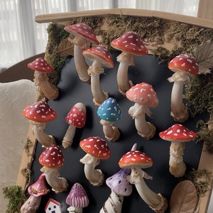 Whimsical Clay Mushroom Magnets for Your Fridge/Blackboard