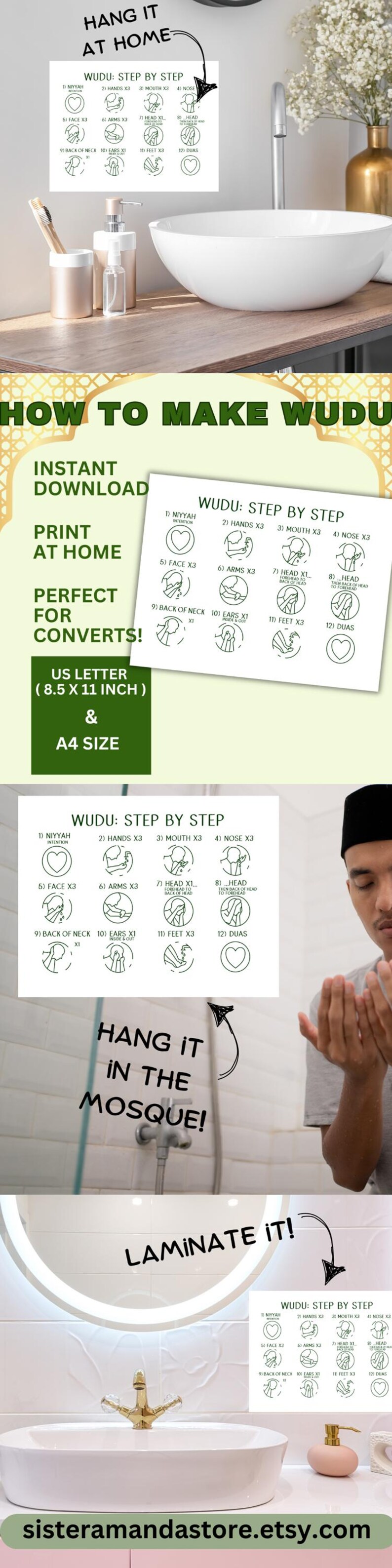Wudu Ritual Revit Downloadable Wudu Guide Printable Gift for Convert Muslim Prayer Muslim ...