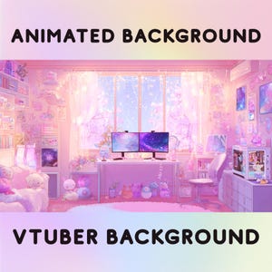Kawaii Pink Anime Room VTuber Background | Kawaii Streaming Overlay (1920x1080)