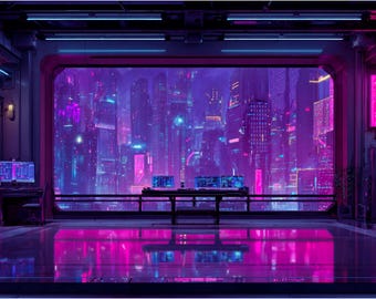 Cyberpunk Room Animated Vtuber Background | Futuristic Stream Overlay for Twitch & YouTube