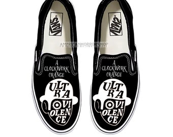 A Clockwork Orange, custom vans, shoes, horror, gift, handmade, rare, for him, for her, horror movie