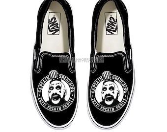 Captain Spaulding custom vans, House of 1,000 Corpses, shoes, horror gift, handmade, rare, horror movie, horror merch