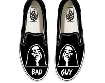 Billie Eilish Custom Shoes, music, custom vans, shoes, gift, handmade, rare find