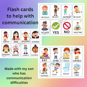 Afdrukbare PEC-kaarten voor non-verbale communicatie - Set van 24 geïllustreerde flashkaarten autisme