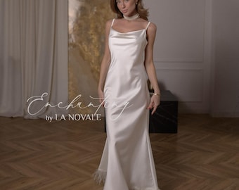 casual wedding dress, elopement dress, bridal shower dress, rehearsal dinner dress, feather trim bridesmaid dress, bridal after party dress