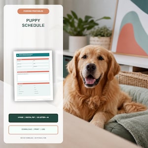 Puppy Schedule Printable, Daily Feeding Potty and Sleep Routine, New Dog Training Planner PDF