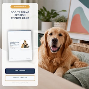 Dog Training Session Report Card, Client-ready progress and homework form, Printable PDF