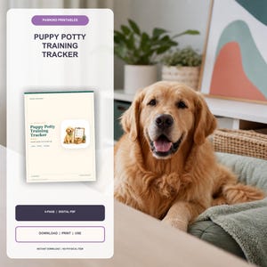 Puppy Potty Training Tracker Printable, Daily Dog Potty Log, House Training Chart, Fillable PDF Download