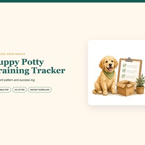 Puppy Potty Training Tracker Printable, Daily Dog Potty Log, House Training Chart, Fillable PDF Download