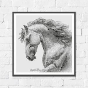 Horse - Minimalist Monochrome One Color Counted Cross Stitch Pattern. Downloadable PDF Pattern Keeper & Markup R-XP Tested.