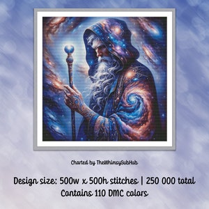 Celestial Wizard - Large Modern Full Coverage Cross Stitch Pattern for ...