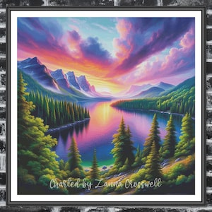 Tranquil Reflections - Mountain Lake Landscape Large Modern Full Coverage Cross Stitch Pattern For Advanced Stitchers. Pattern Keeper Tested