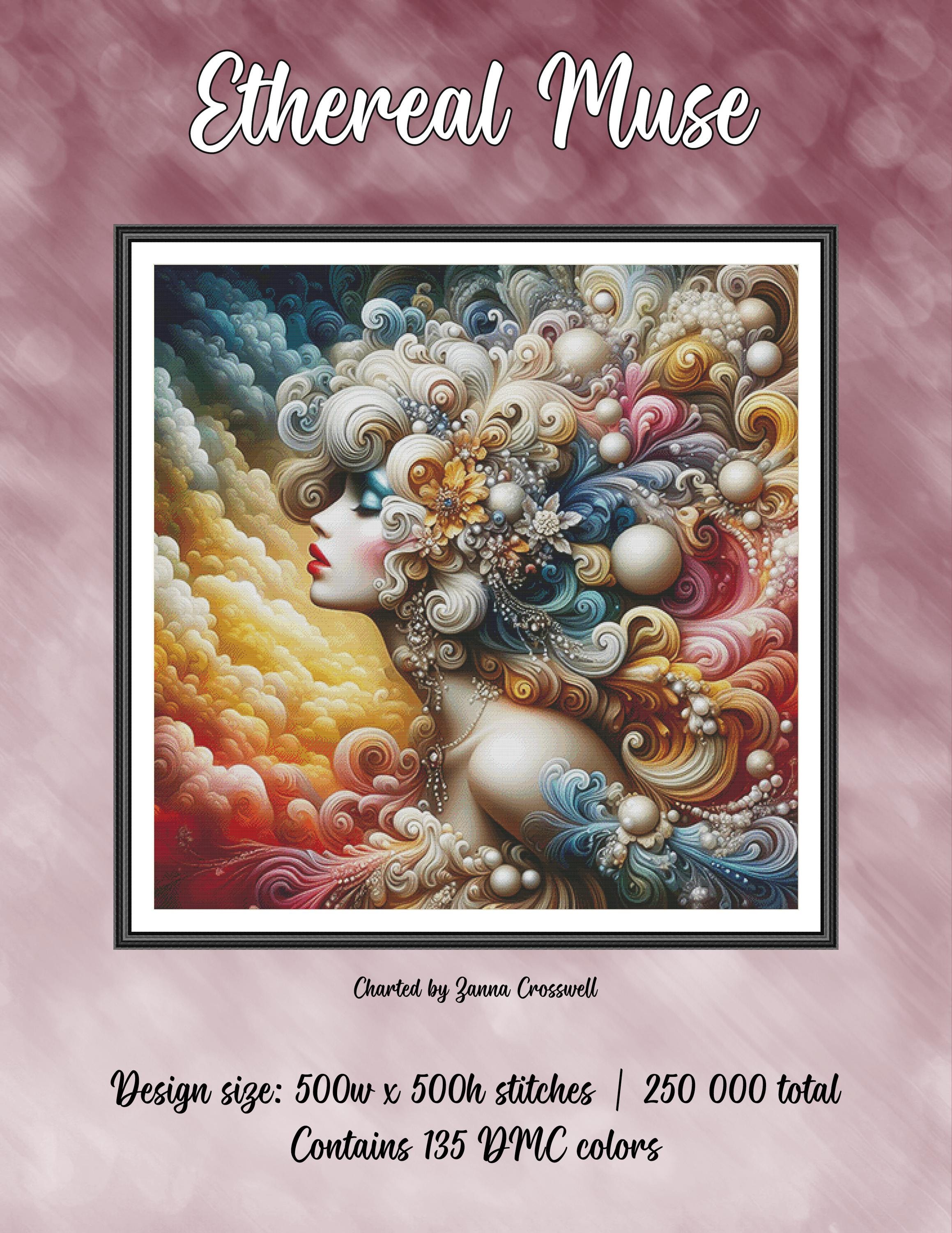 Ethereal Muse - Fantasy Modern Full Coverage Cross Stitch Pattern for ...