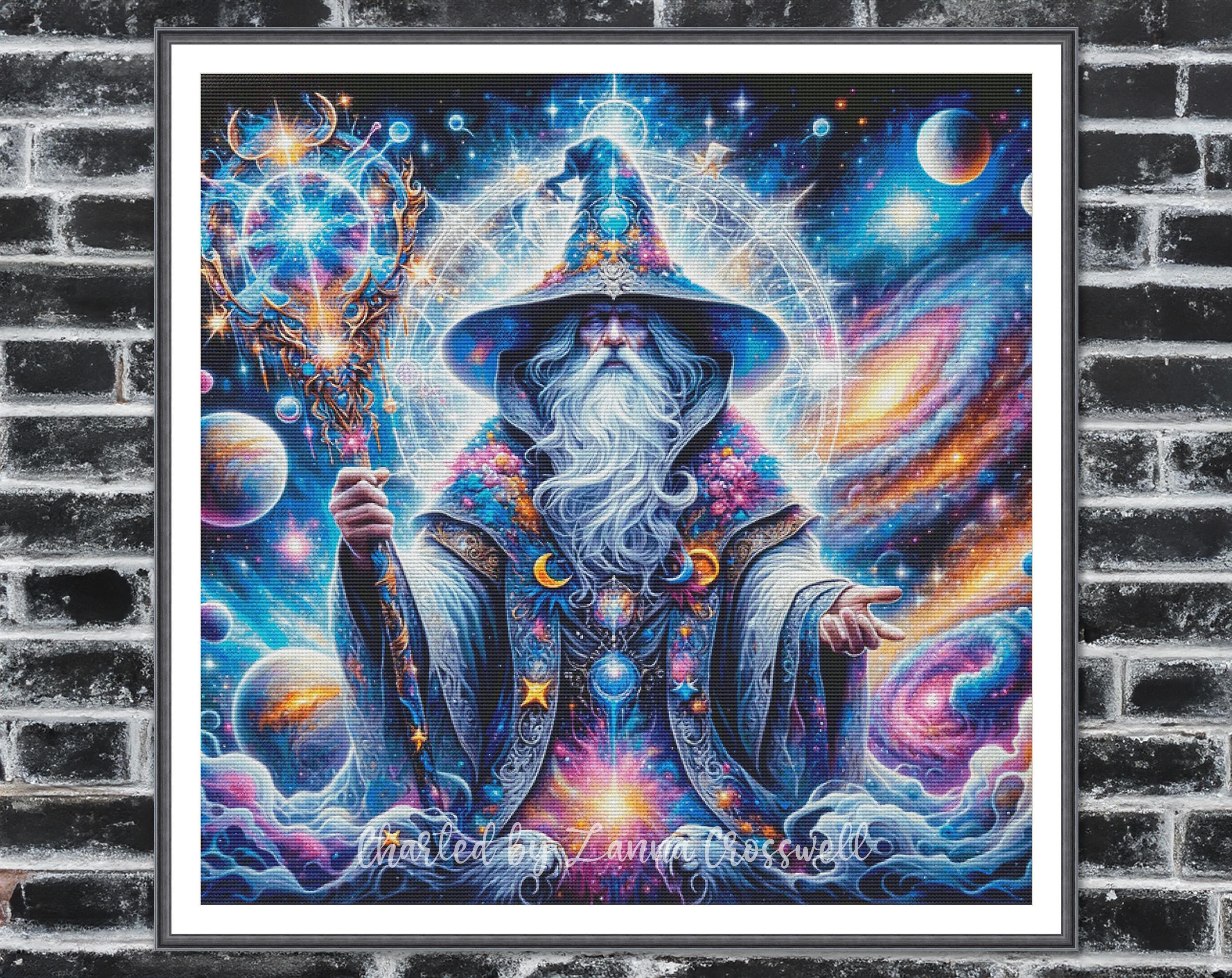 Celestial Wizard - Fantasy Modern Full Coverage Cross Stitch
