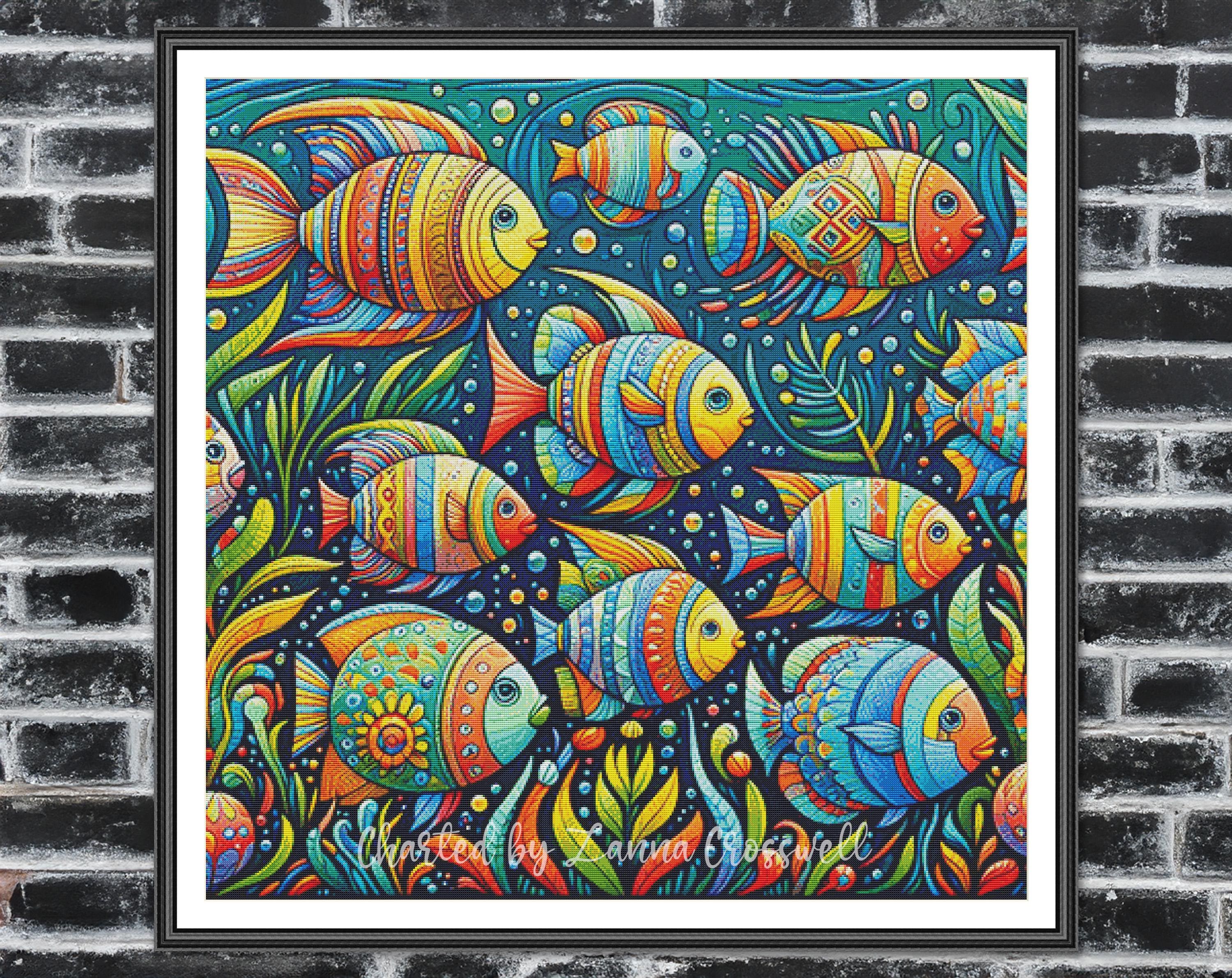 Underwater Parade - Fishes Full Coverage Cross Stitch Pattern for