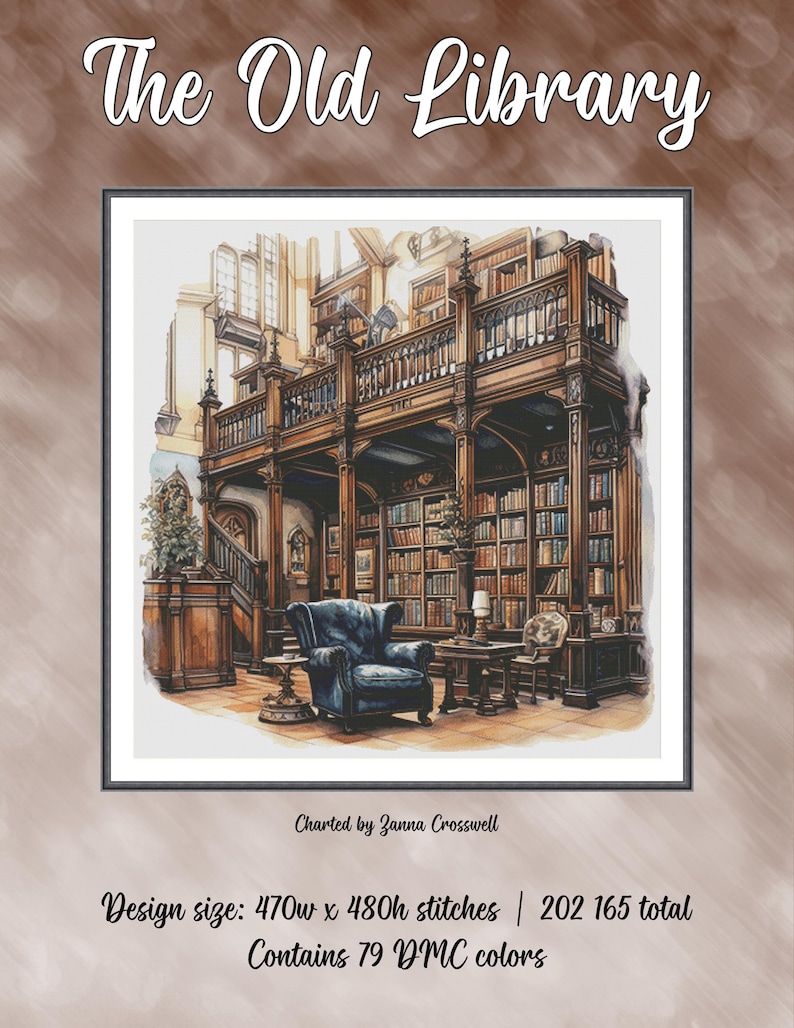 The Old Library - Partial Coverage Counted Cross Stitch Pattern ...