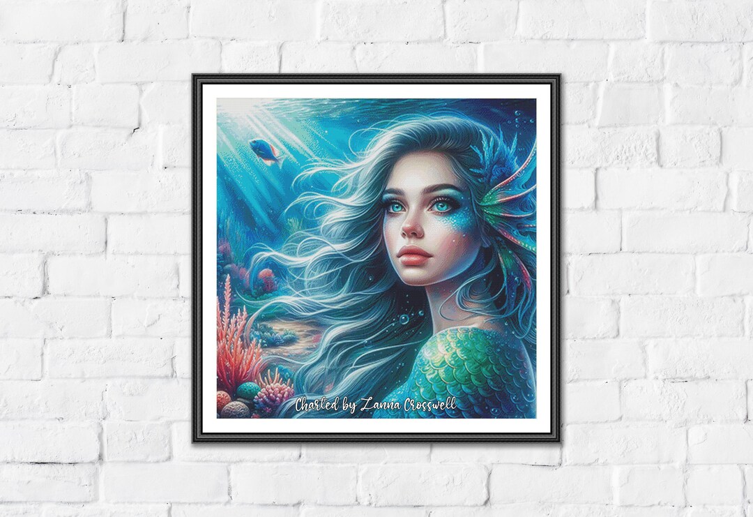 Underwater Beauty 2 - Fantasy Full Coverage Cross Stitch Pattern for ...