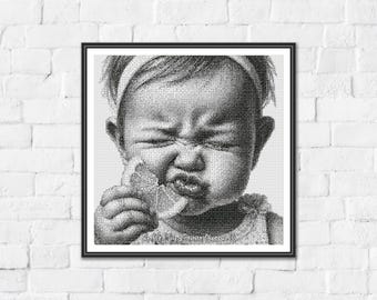When Life Gives Lemons - Minimalist Monochrome One Color Counted Cross Stitch Pattern. Downloadable PDF Pattern Keeper & Markup R-XP Tested.