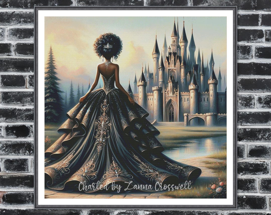 Black Princess - Fairy Tale Castle Modern Full Coverage Cross Stitch ...