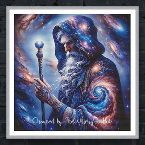 Celestial Wizard - Large Modern Full Coverage Cross Stitch Pattern for ...