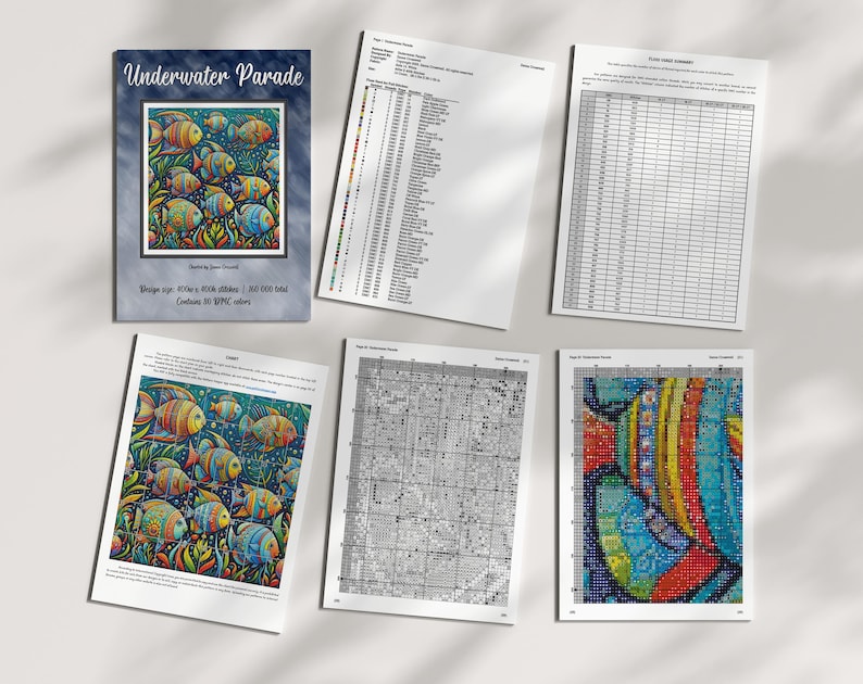 Underwater Parade - Fishes Full Coverage Cross Stitch Pattern for ...