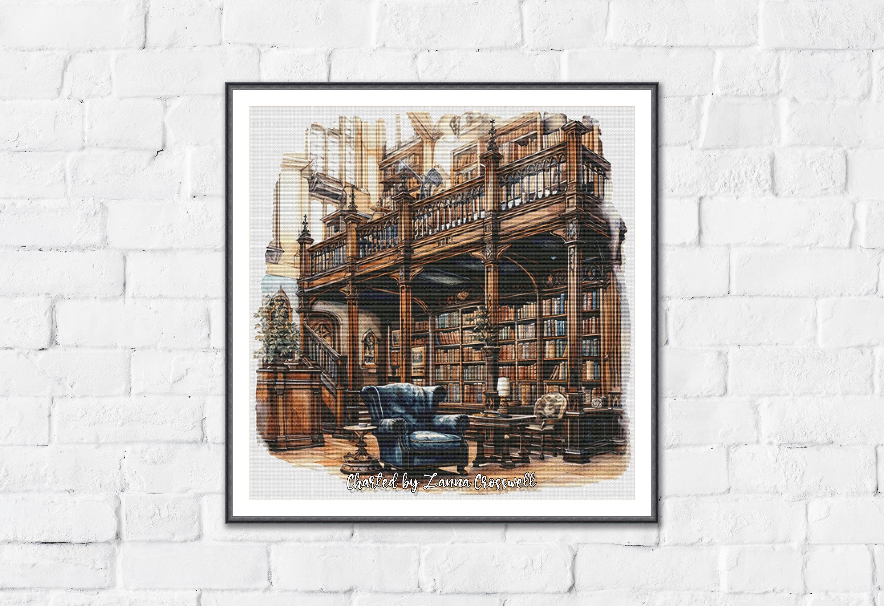 The Old Library - Partial Coverage Counted Cross Stitch Pattern